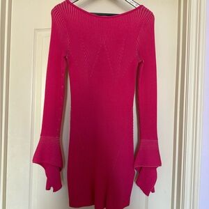 Acler Vibrant Pink Ribbed Knit Dress